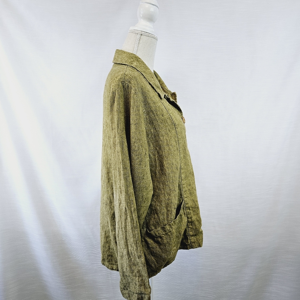 Flax Linen Button Jacket Size Medium - image 4